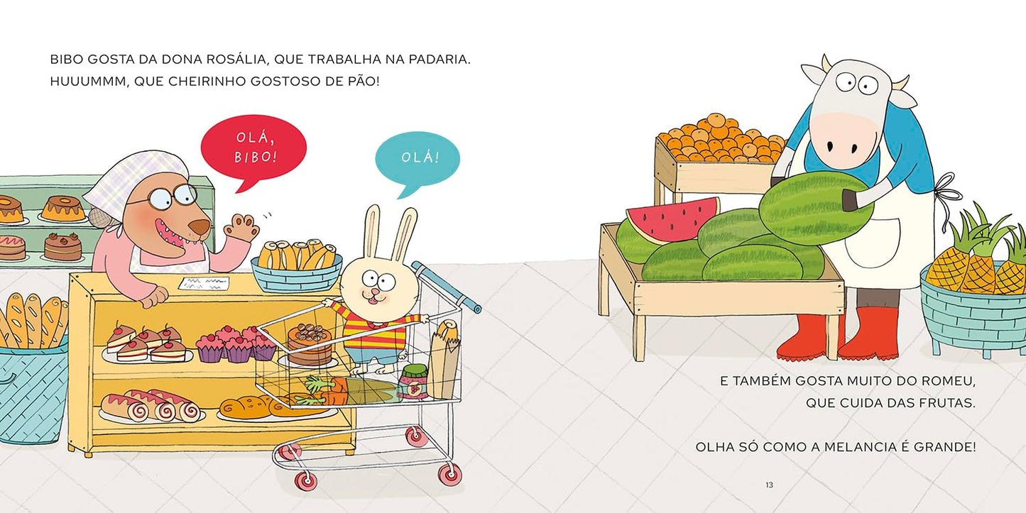 Páginas do livro Bibo no mercado