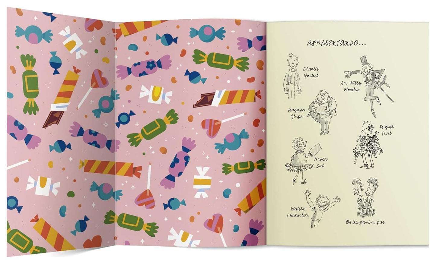 Páginas do livro A Fantástica Fábrica de Chocolate