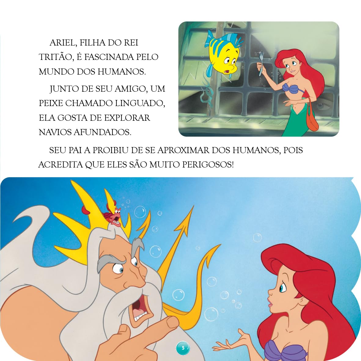 Página do livro A Pequena Sereia
