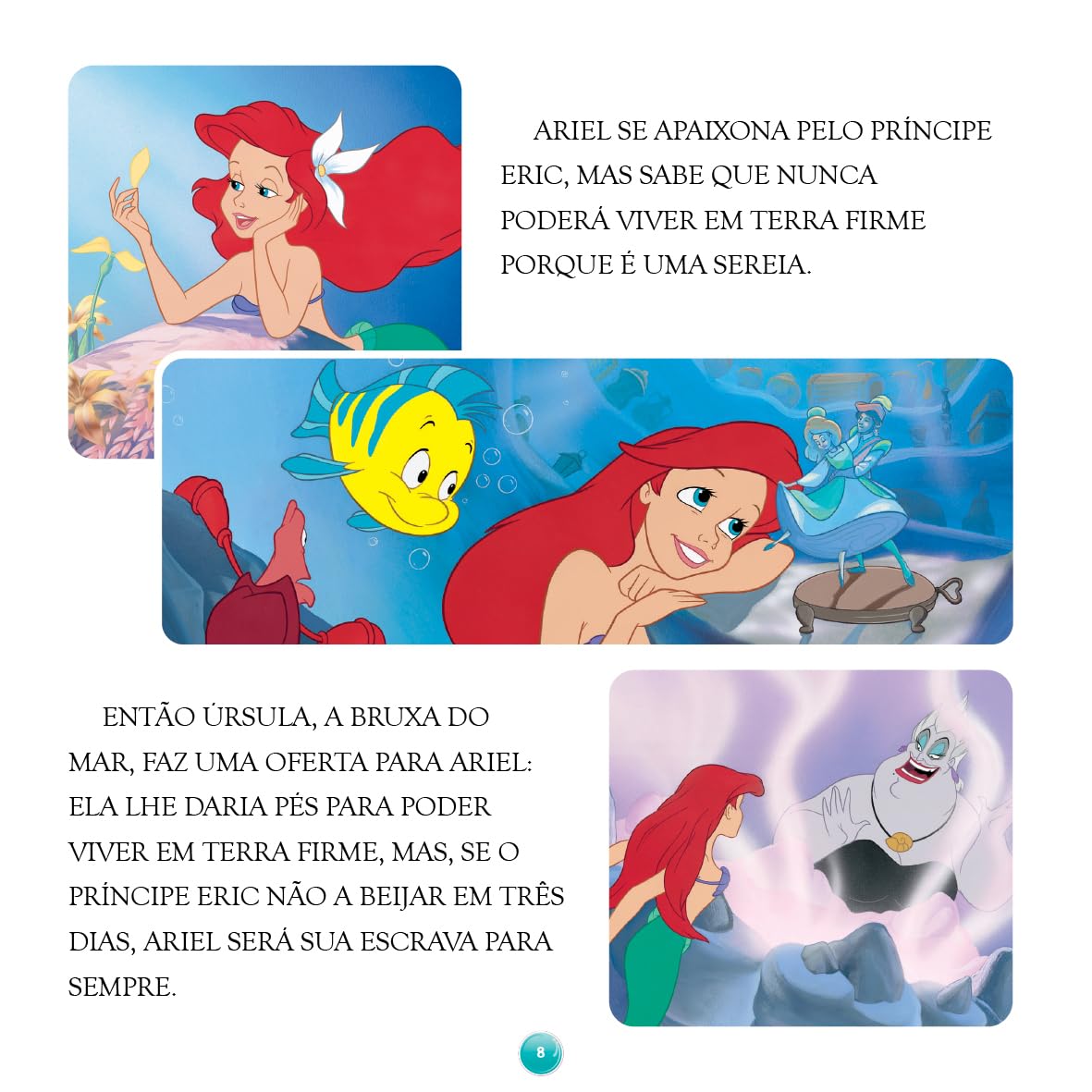 Página do livro A Pequena Sereia