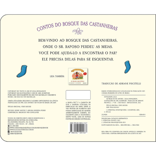 Contracapa do livro As meias do Sr Raposo