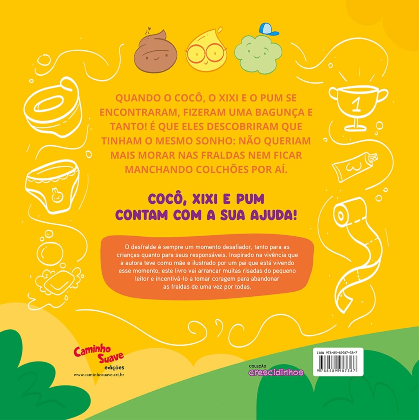 Contracapa do livro Cocô, xixi e pum