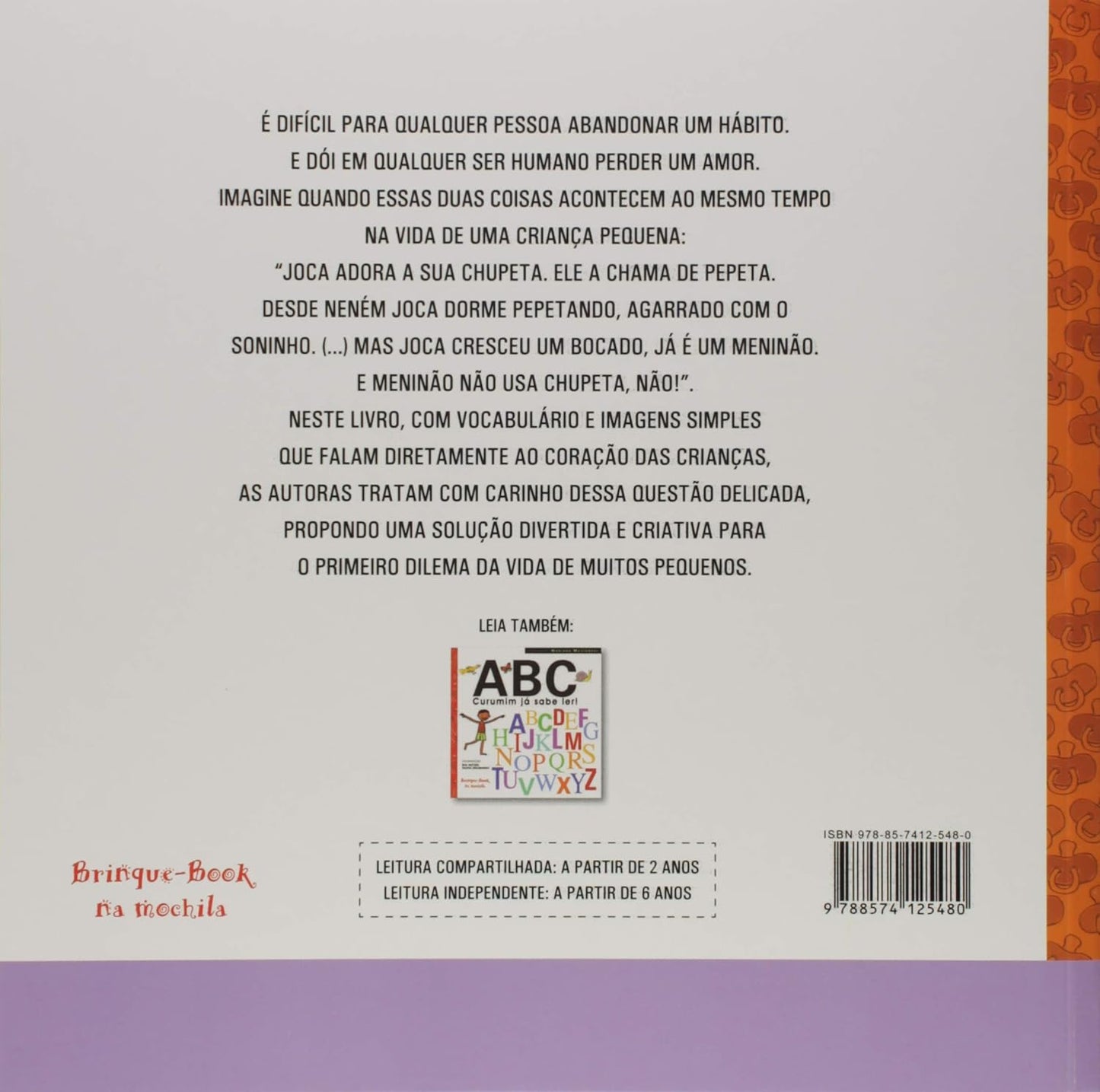 Contracapa do livro O balde das chupetas