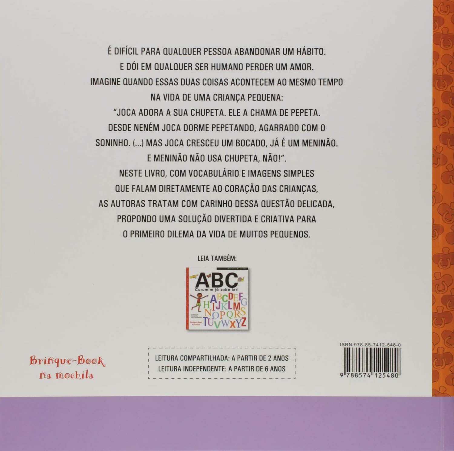 Contracapa do livro O balde das chupetas