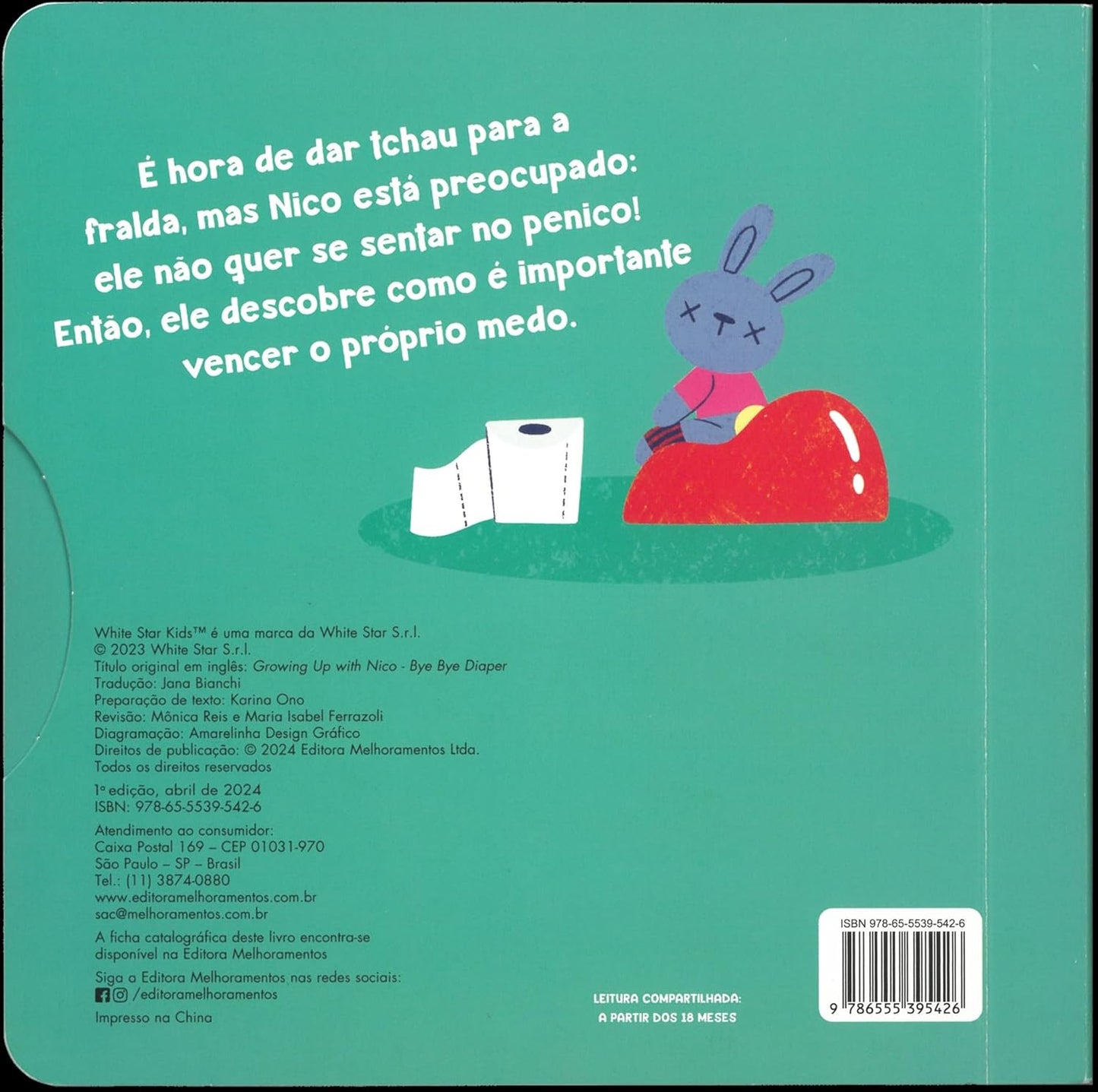 Contracapa do livro Tchauzinho, fralda!